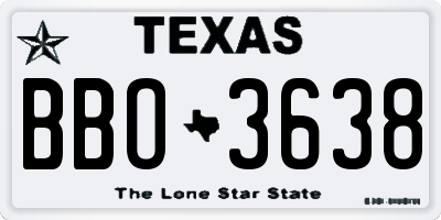 TX license plate BBO3638