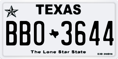 TX license plate BBO3644