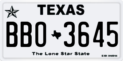 TX license plate BBO3645