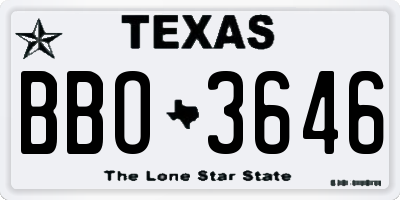 TX license plate BBO3646