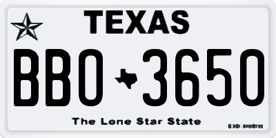TX license plate BBO3650