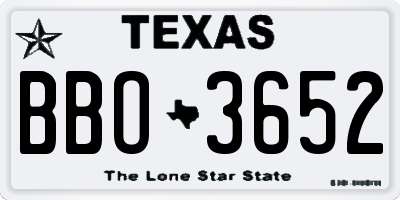 TX license plate BBO3652