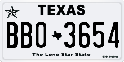 TX license plate BBO3654