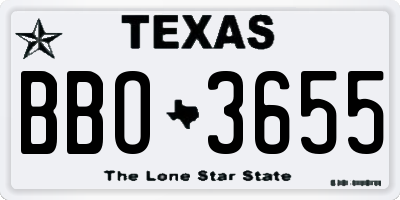 TX license plate BBO3655