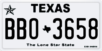 TX license plate BBO3658