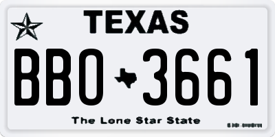TX license plate BBO3661