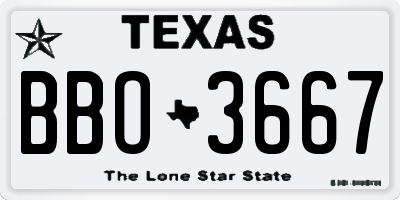 TX license plate BBO3667