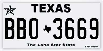 TX license plate BBO3669