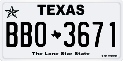 TX license plate BBO3671