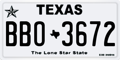 TX license plate BBO3672