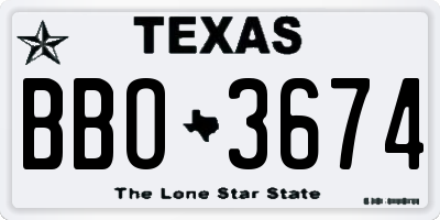 TX license plate BBO3674