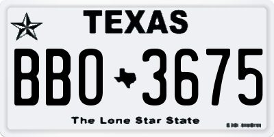 TX license plate BBO3675