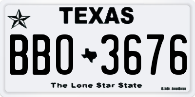 TX license plate BBO3676
