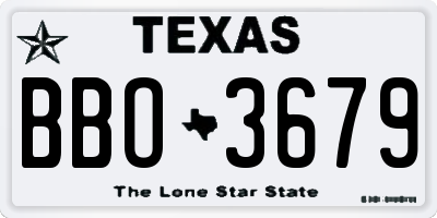 TX license plate BBO3679