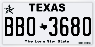 TX license plate BBO3680