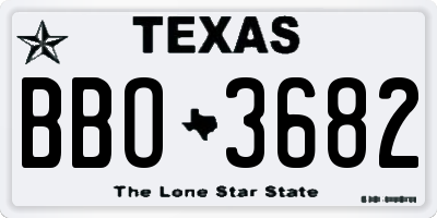 TX license plate BBO3682