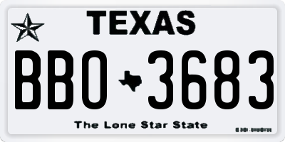 TX license plate BBO3683
