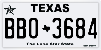 TX license plate BBO3684