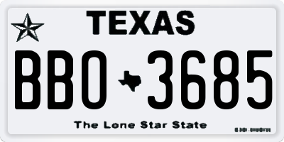 TX license plate BBO3685