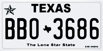 TX license plate BBO3686