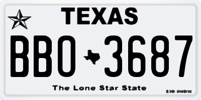 TX license plate BBO3687