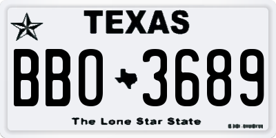 TX license plate BBO3689