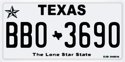 TX license plate BBO3690