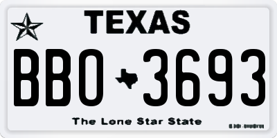 TX license plate BBO3693