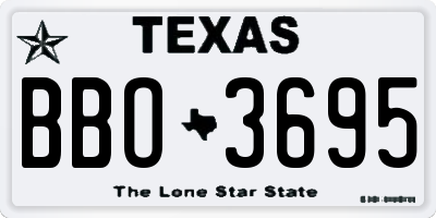 TX license plate BBO3695