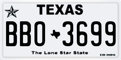 TX license plate BBO3699