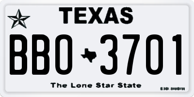 TX license plate BBO3701
