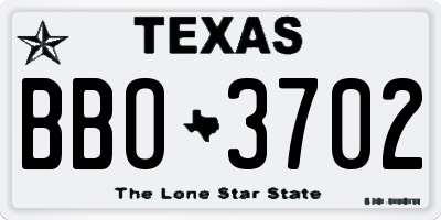 TX license plate BBO3702