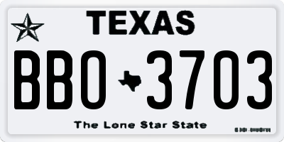 TX license plate BBO3703