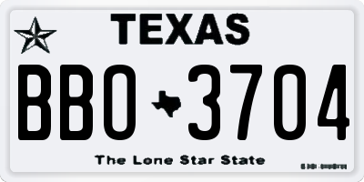TX license plate BBO3704