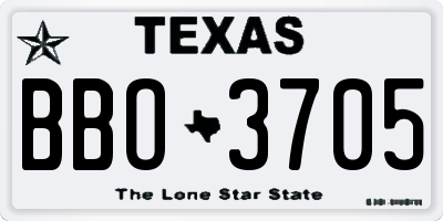 TX license plate BBO3705