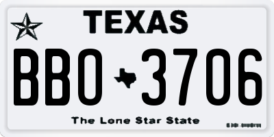 TX license plate BBO3706