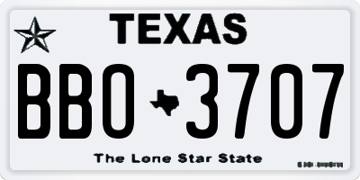 TX license plate BBO3707