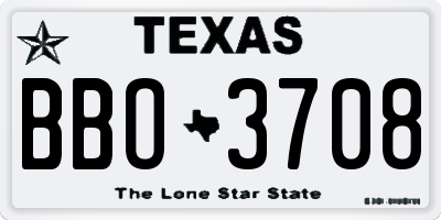 TX license plate BBO3708