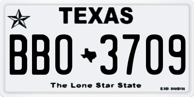 TX license plate BBO3709