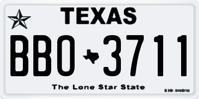 TX license plate BBO3711