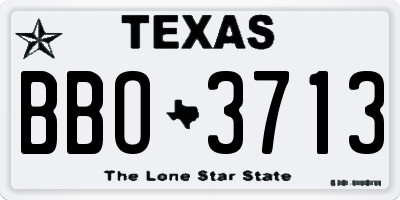 TX license plate BBO3713