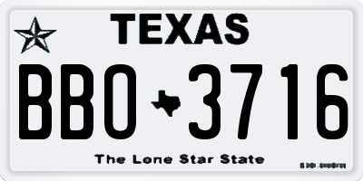 TX license plate BBO3716