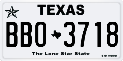 TX license plate BBO3718