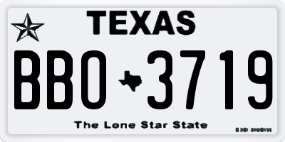 TX license plate BBO3719