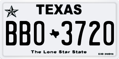TX license plate BBO3720