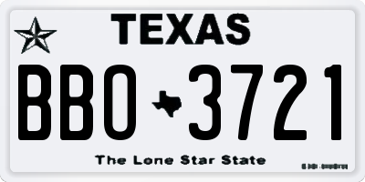 TX license plate BBO3721
