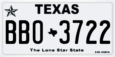 TX license plate BBO3722