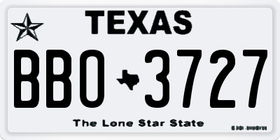 TX license plate BBO3727