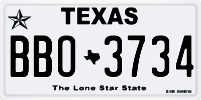 TX license plate BBO3734