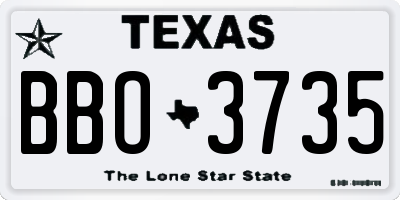 TX license plate BBO3735